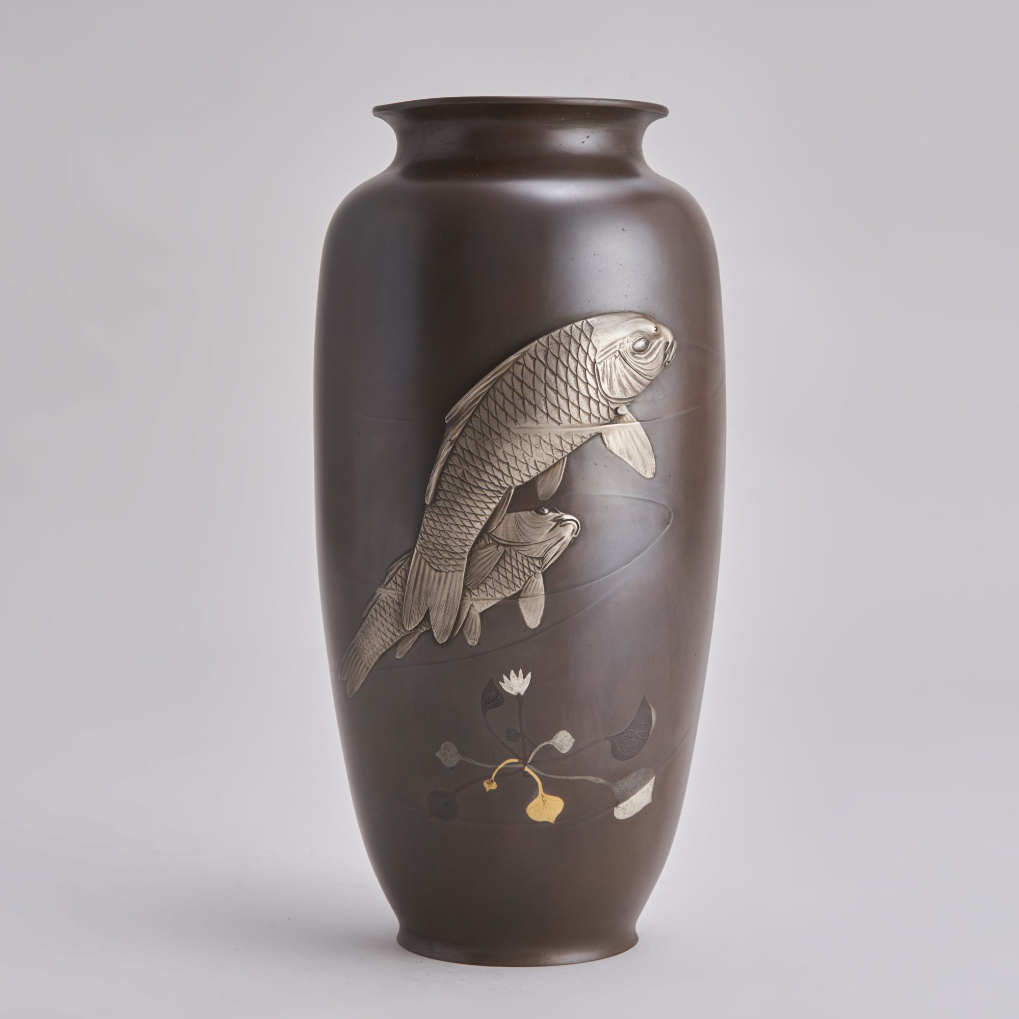 An attractive Bronze vase with Silver Carp decoration (Japanese, late 19th Century) from Kevin Page