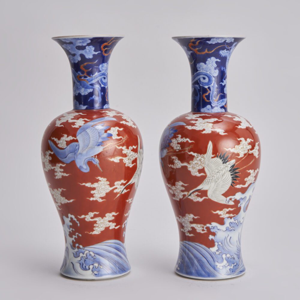An attractive pair of Japanese, 19th Century Fukagawa porcelain vases from Kevin Page