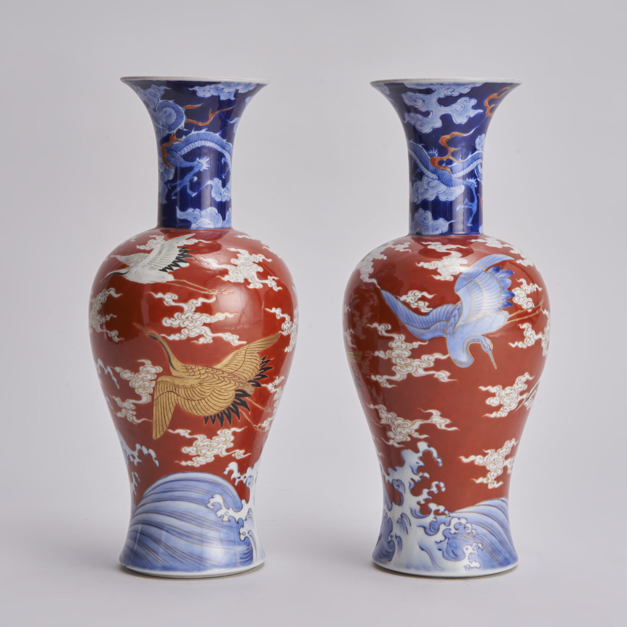 An attractive pair of Japanese, 19th Century Fukagawa porcelain vases from Kevin Page