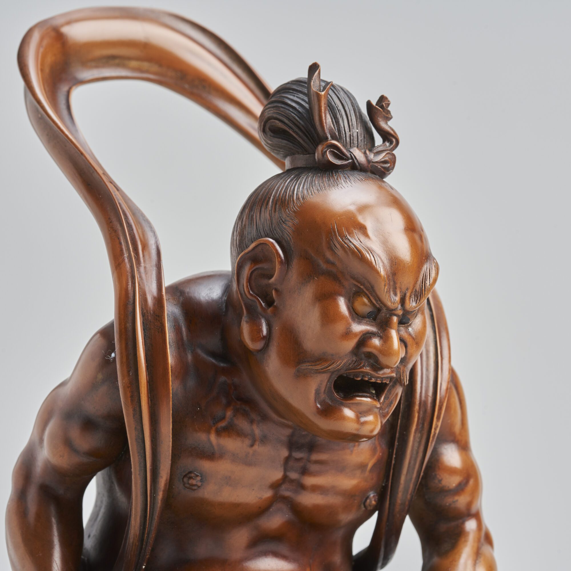 A fascinating, Japanese wood-carved Okimono pair of Temple Guardians (Nio) from Kevin Page