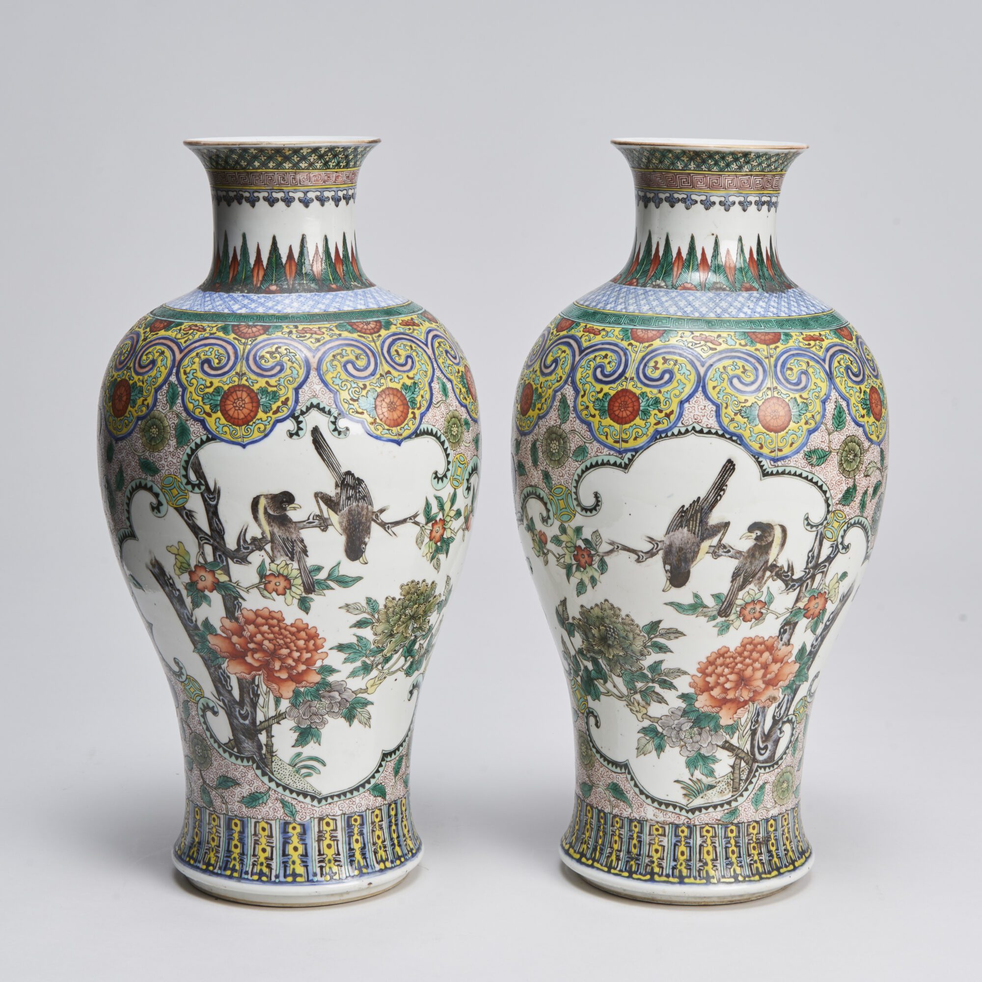 An attractive pair of Nineteenth Century Chinese Famille Verte porcelain vases from Kevin Page