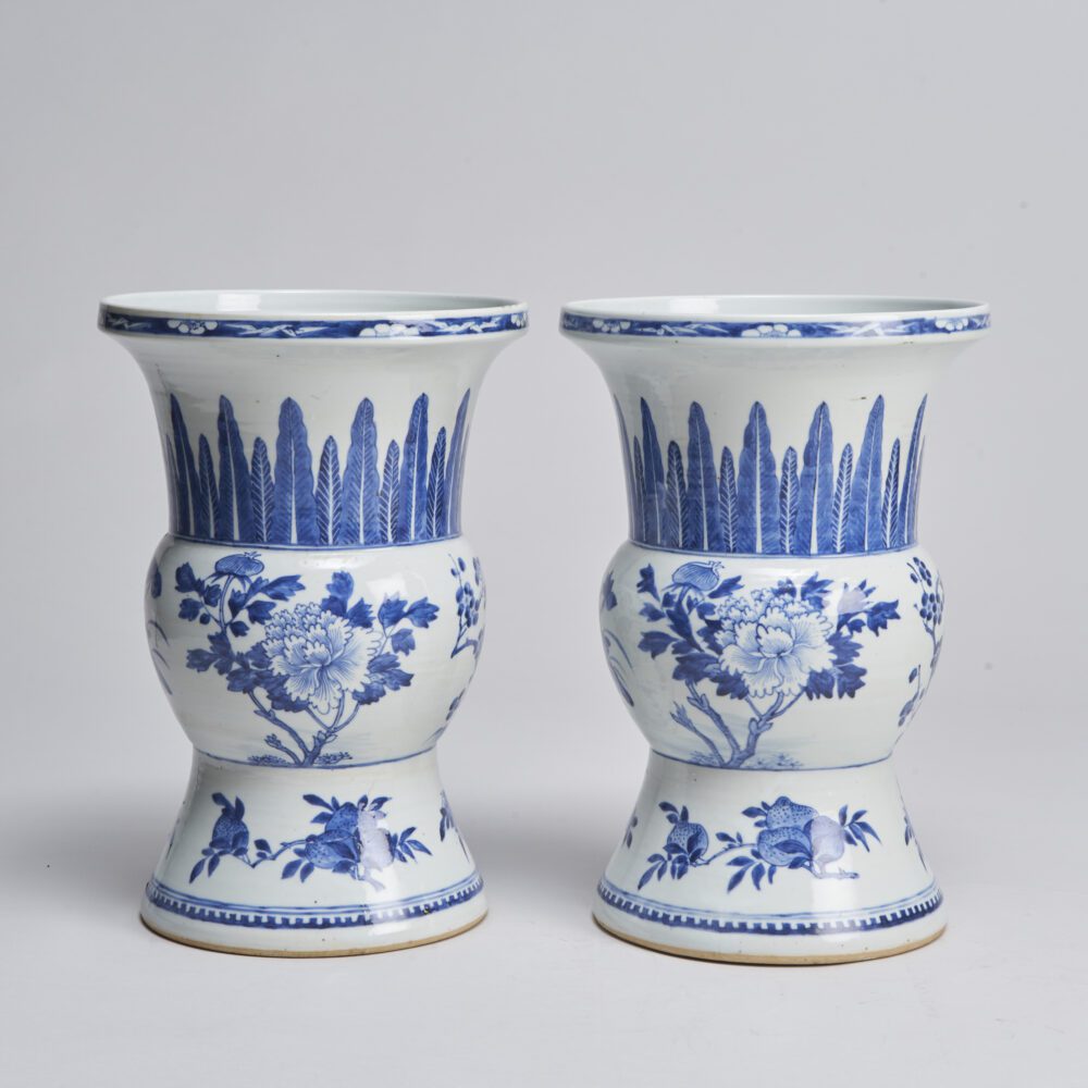 An attractive pair of large, Chinese 19th Century blue and white spittoon/beaker vases from Kevin Page