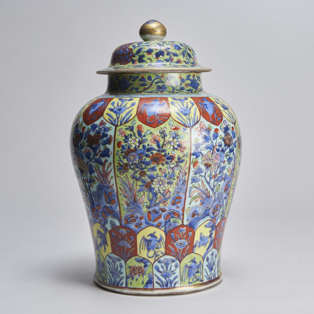 An impressive 18th Century Chinese "Clobbered" temple jar and cover from Kevin Page