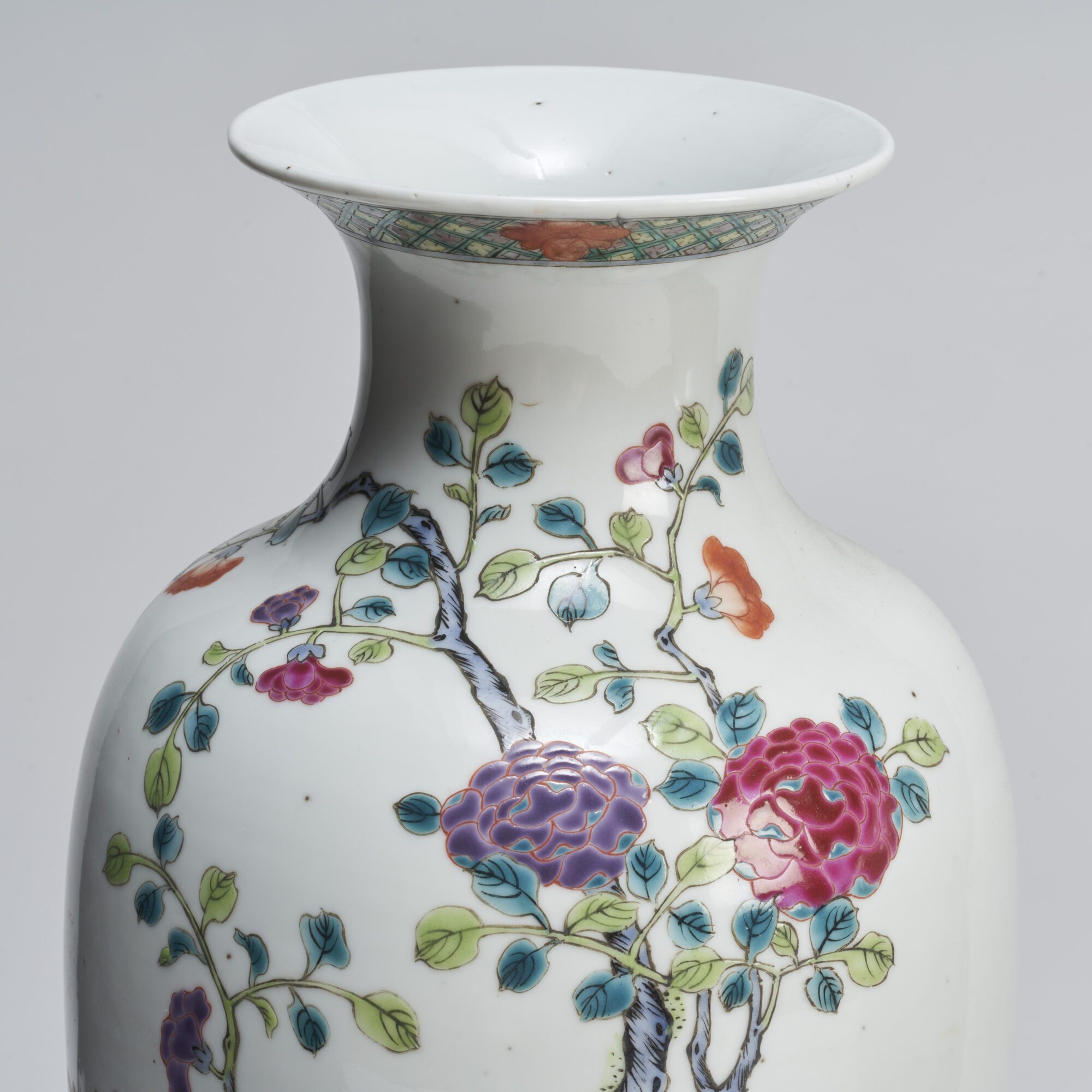 An attractive pair of Chinese 19th Century Famille Rose vases from Kevin Page
